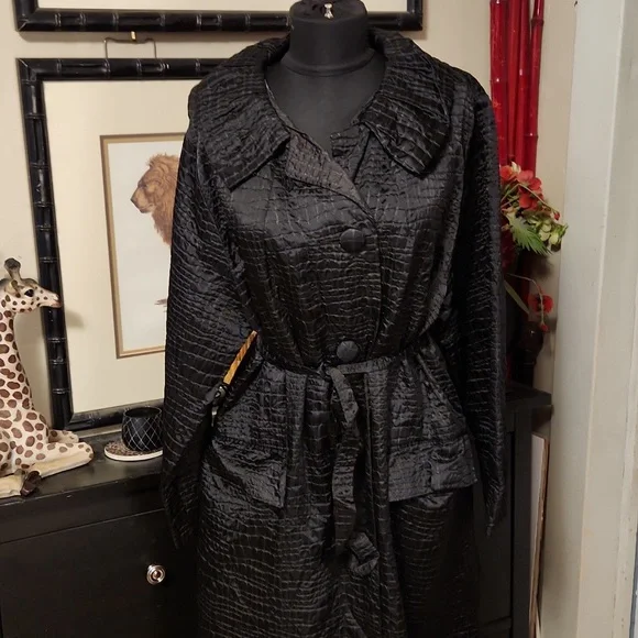 Vintage Black Trench Coat - Picture 1 of 10